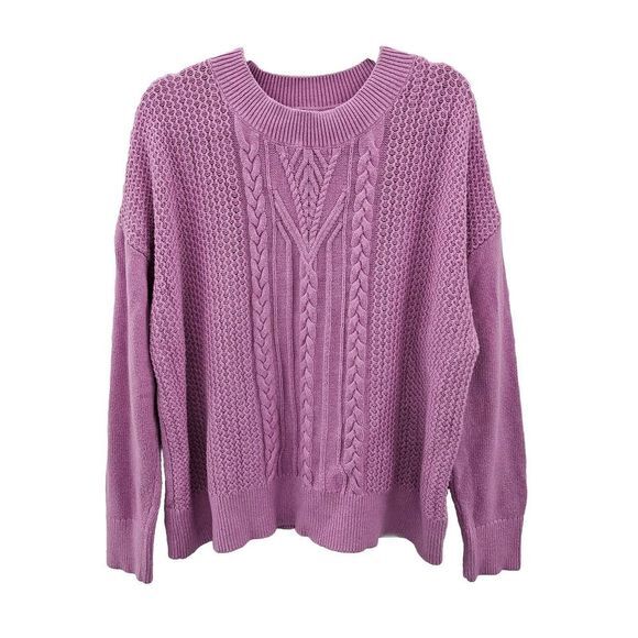 Banana Republic Sweaters - Banana Republic Cable Knit Sweater Womens Size XL Pullover Crewneck Purple